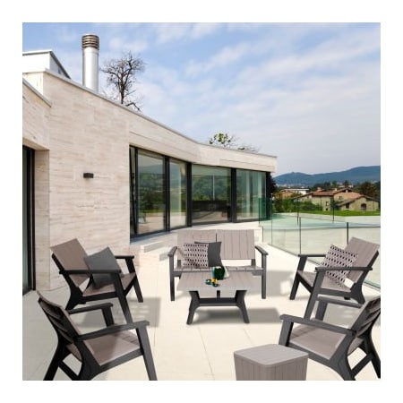 Rta Products Llc DUKAP Enzo 7 Piece Outdoor Sofa Seating Set, Black/Gray O-DK-018019BBG